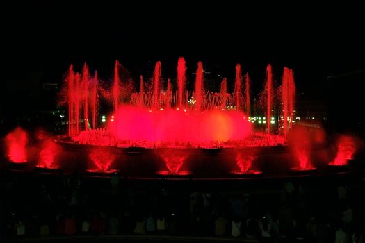 Montjuic (magic) fountain in Barcelona at night