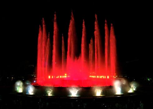 Montjuic (magic) fountain in Barcelona at night