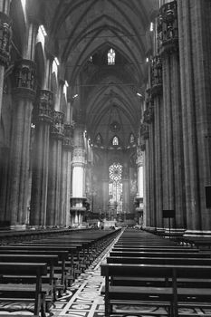 The interior of Duomo in central Milan Italy