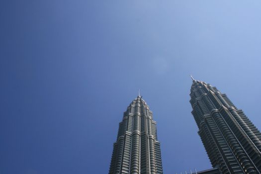 Twins towers in Malaysia at day time.