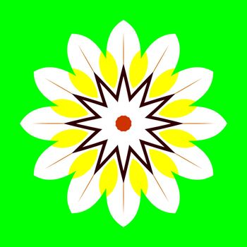 seamless texture of colorful fantasy flower on green