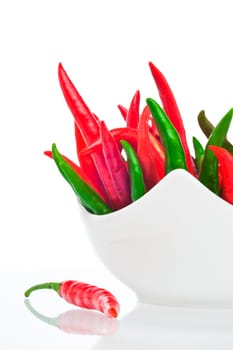 Chili in a bowl on a white background