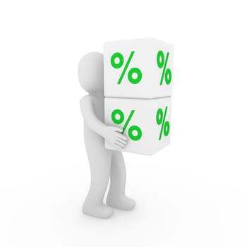 3d human green sale cube success white business