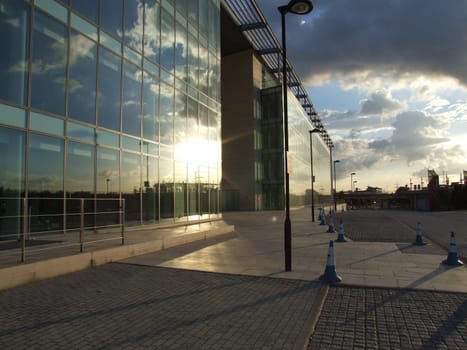 Modern Glass Building and Sky Reflection