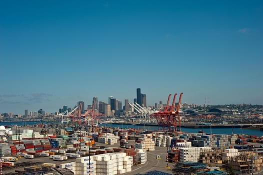 Terminal 18 with downtown Seattle behind