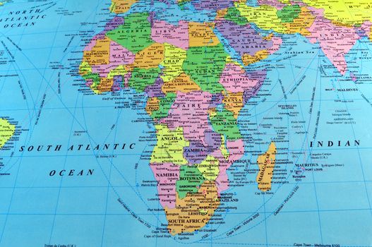 Map of Africa, includes part of Europe and South West Asia