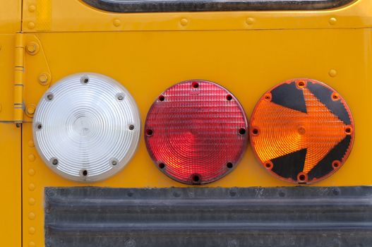 Rear flashers and arrow on a school bus