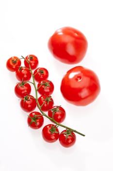 food series: ripe red cherry tomato over white