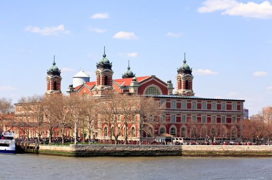 The main immigration building on Ellis Island in New York harbor
