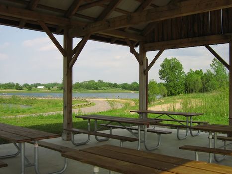 A photograph of a picnic shelter.