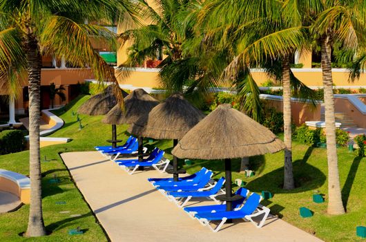 a luxury all inclusive beach resort at night in Cancun Mexico