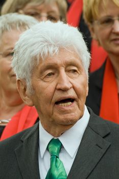 ROSSDORF, GERMANY – APRIL 30: Gotthilf Fischer sings on the occasion of a wedding on April 30, 2011 in Rossdorf, Germany