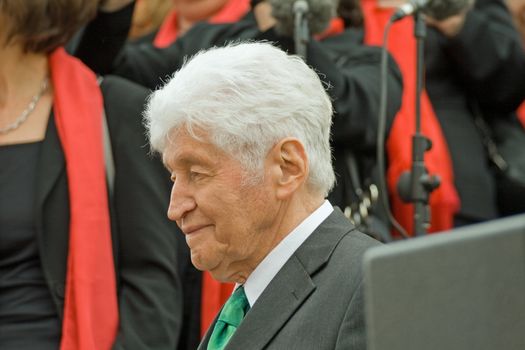 ROSSDORF, GERMANY – APRIL 30: Gotthilf Fischer sings on the occasion of a wedding on April 30, 2011 in Rossdorf, Germany