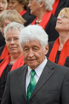 ROSSDORF, GERMANY – APRIL 30: Gotthilf Fischer sings on the occasion of a wedding on April 30, 2011 in Rossdorf, Germany