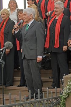 ROSSDORF, GERMANY – APRIL 30: Gotthilf Fischer sings on the occasion of a wedding on April 30, 2011 in Rossdorf, Germany