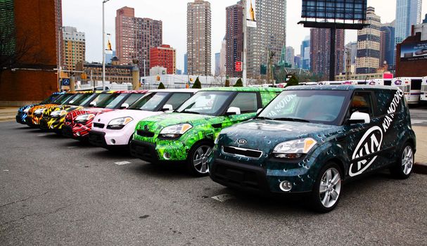 New York City, April 10, 2009: The opening day of NY International Auto Show 2009. The auto industry is struggling in the current economic crisis.