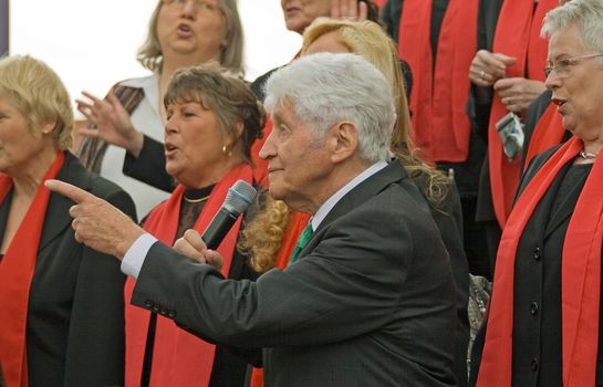 ROSSDORF, GERMANY – APRIL 30: Gotthilf Fischer sings on the occasion of a wedding on April 30, 2011 in Rossdorf, Germany