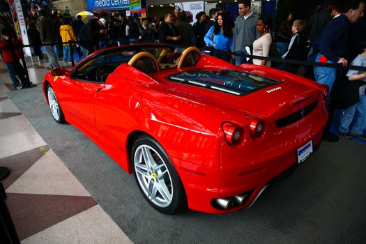 New York City, April 10, 2009: The luxury sport car Ferrari is attracted many visiters at the NY International Auto Show 2009. 