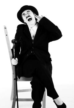 Girl plays the role of Charles Chaplin
