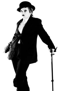 Girl plays the role of Charles Chaplin