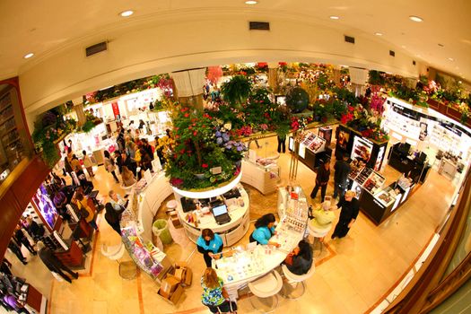 New York City, April 17,2009: The famous Macy's Flower Show in the department store at the Herald Square in midtown Manhattan.