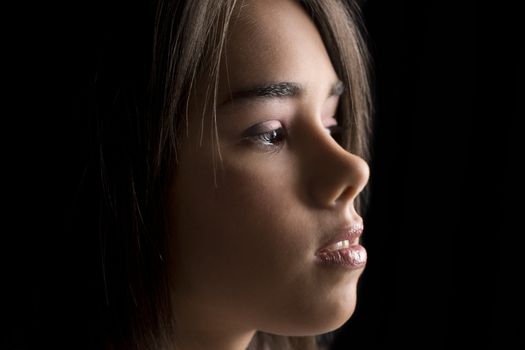 Close up portrait of a teenage girl face