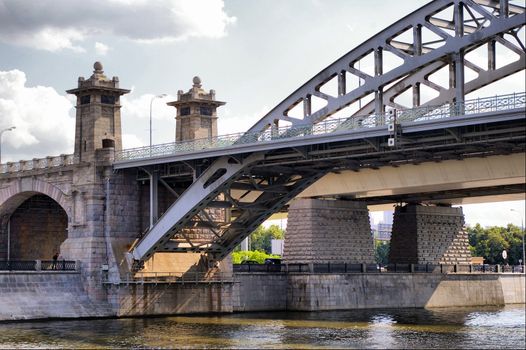 The railway bridge in Moscow, Russia