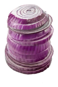 Picture of a tower of red onions