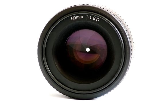 Black lens isolated on the white background