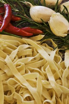 Fresh pasta with rosemary, garlic and chili's