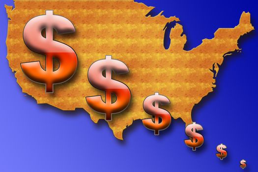 dollar sign with the USA map
