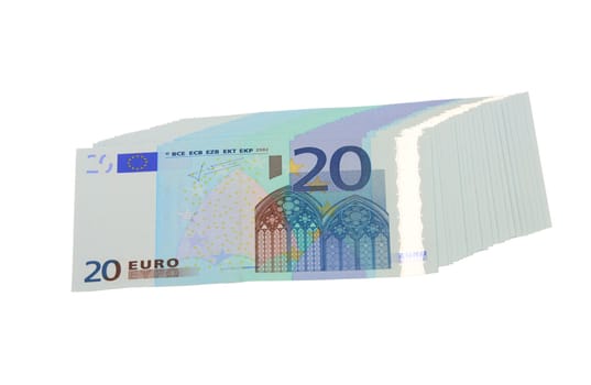 20 Euro banknotes, isolated