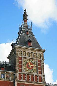 The scenery along the street and canal of Amsterdam 