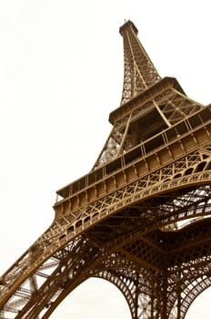 Eiffel Tower on a white background. In the sepia. A symbol of Paris.