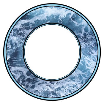 Illustrated frame made of foaming blue  water