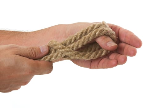 tying ropes isolated on a white background