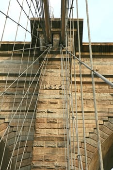 The famous Brooklyn Bridge in lower Manhattan NYC