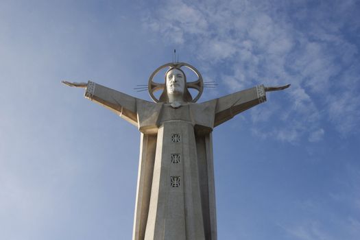 The famous statue of Jesus Christ on a hill in Vung Tau peninsula, Vietnam.