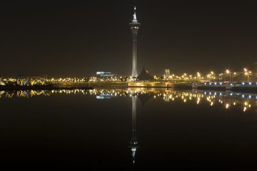 Skyline of Macau with its famous tower - Macau Tower. 