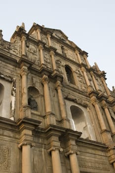 The famous ruins of the St. Paul's Cathedral in Macao. 