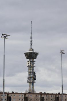The 70+ meter tall radio and TV communications tower in Trondheim, Norway. Famous as a landmark, as well as a rotating restaurant on top. 