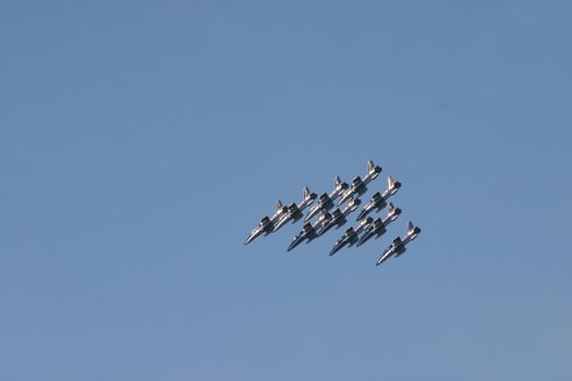 Italian acrobatic airplanes training near Rome