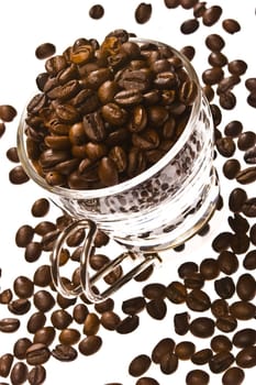 beverage series: coffee beans in a glass cup