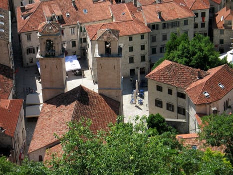 Medieval town Kotor in Montenegro, view from above