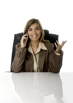 Business woman talking with clients at the phone