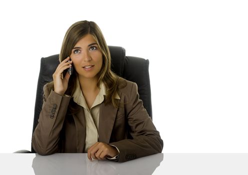 Business woman talking with clients at the phone