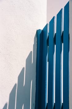Blue gates on Santorini (Thira) island, Greece