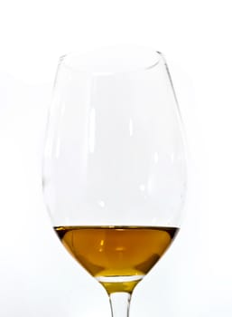 Brown whisky melted glass on white background