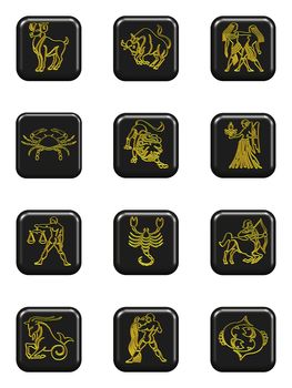 Set buttons signs of the zodiac
