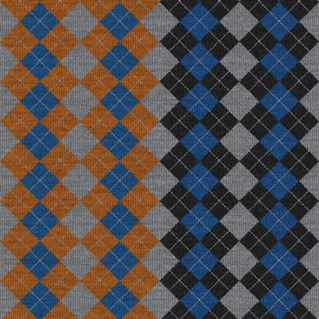 Image of knitted multi-coloured woolen squares. Seamless texture